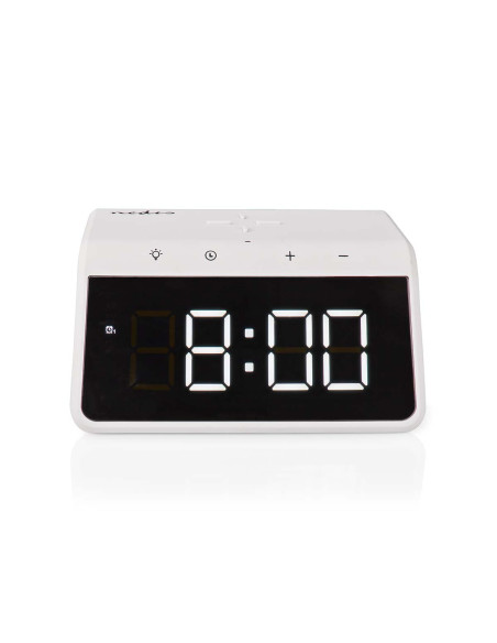 Réveil + Chargeur Sans Fil  Certifié Qi | 5 / 7.5 / 10 / 15 W Double Alarme Blanc