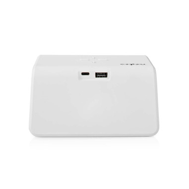 Réveil + Chargeur Sans Fil  Certifié Qi | 5 / 7.5 / 10 / 15 W Double Alarme Blanc