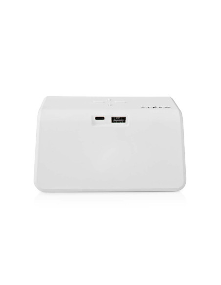 Réveil + Chargeur Sans Fil  Certifié Qi | 5 / 7.5 / 10 / 15 W Double Alarme Blanc