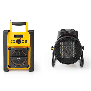 Pack NEDIS Radio FM de Chantier + Radiateur Electrique Soufflant 200W