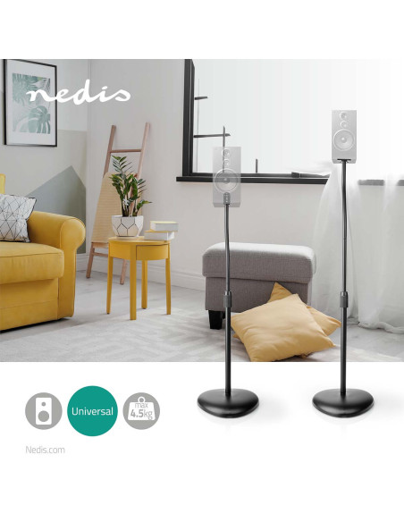 NEDIS Support Pour Haut Parleur Réglable En Hauteur Universel Gestion Des Câbles