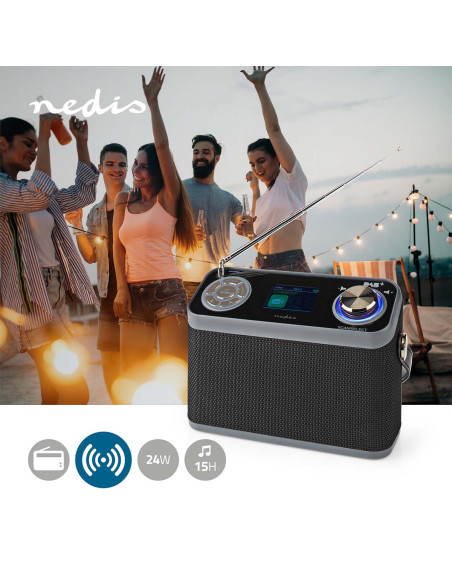 NEDIS Radio DAB+ Conception de table DAB+/FM 2.4 Écran couleur