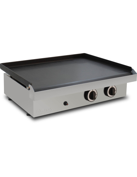 SIMOGAS Plancha à Gaz Acier Laminé Carbone 2 Brûleurs Piezzo Mécanique