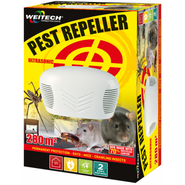 PACK WEITECH 2X Répulsif Ultrasons Chasse Souris Rats Araignées Puces Tiques Anti Insectes Rampants