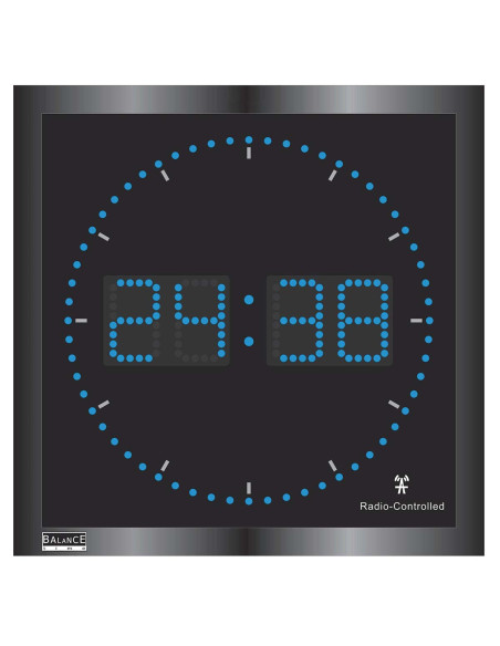 NEDIS Horloge murale Numérique Radiocontrolée Noir