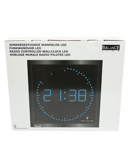NEDIS Horloge murale Numérique Radiocontrolée Noir