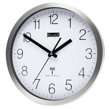 NEDIS BALANCE Horloge murale Radio-contrôlée 30 cm Analogiques Argent/Blanc