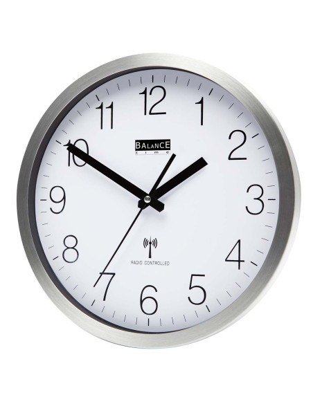 NEDIS BALANCE Horloge murale Radio-contrôlée 30 cm Analogiques Argent/Blanc