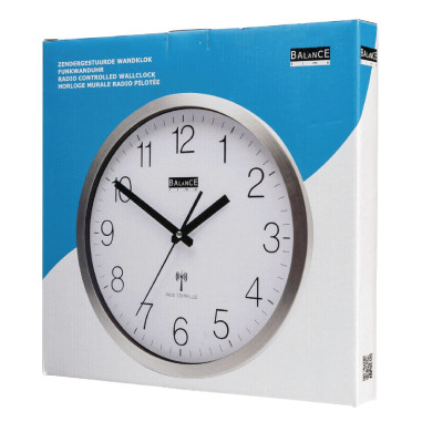 NEDIS BALANCE Horloge murale Radio-contrôlée 30 cm Analogiques Argent/Blanc