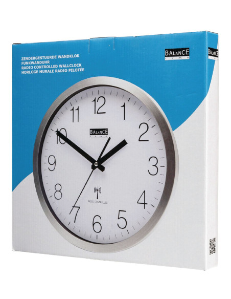 NEDIS BALANCE Horloge murale Radio-contrôlée 30 cm Analogiques Argent/Blanc