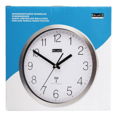 NEDIS BALANCE Horloge murale Radio-contrôlée 30 cm Analogiques Argent/Blanc