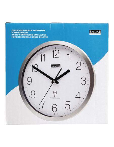 NEDIS BALANCE Horloge murale Radio-contrôlée 30 cm Analogiques Argent/Blanc