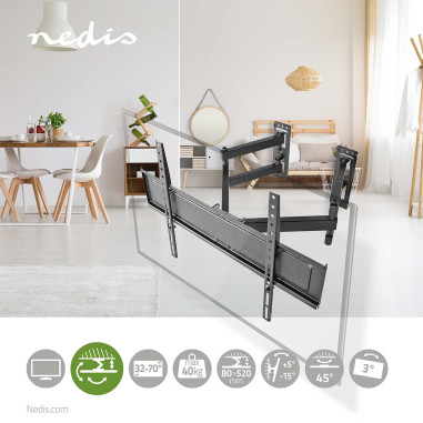 NEDIS Support TV Mural Mouvement Intégral 32"-70" Inclinable Rotatif