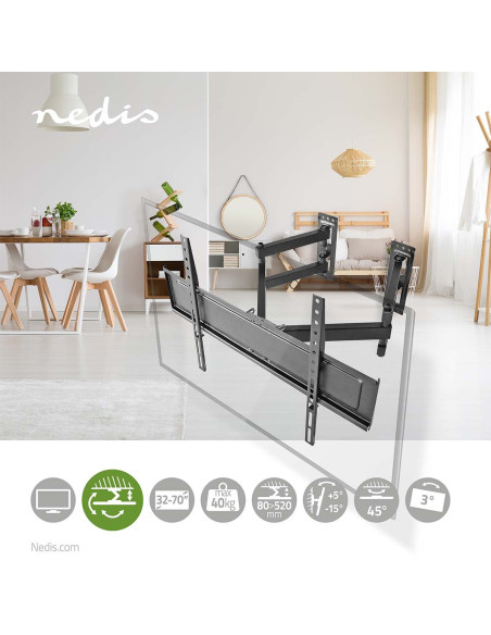 NEDIS Support TV Mural Mouvement Intégral 32"-70" Inclinable Rotatif