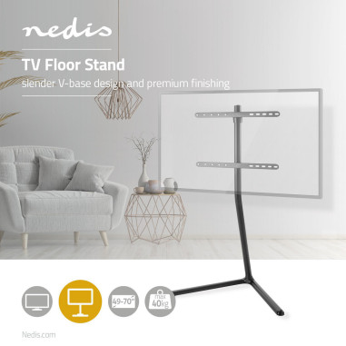 NEDIS Support TV Sur Pied 49 à 70" Verrouillage Par Pression Sangle Anti-Bascule