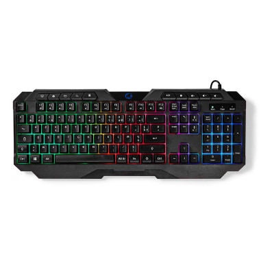 NEDIS Clavier de Jeu Filaire USB Type-A Clés A Membrane LED AZERTY