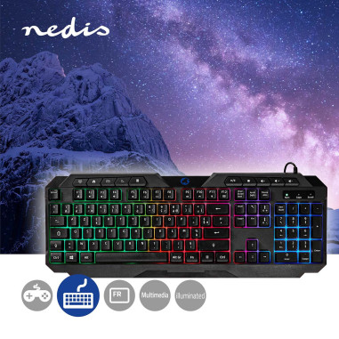 NEDIS Clavier de Jeu Filaire USB Type-A Clés A Membrane LED AZERTY