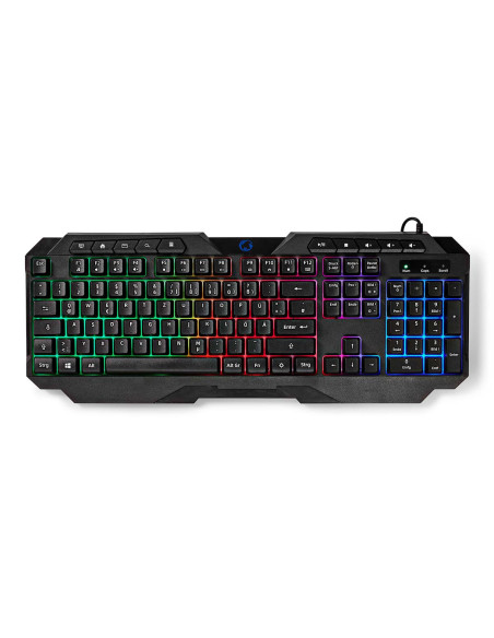 NEDIS Clavier de Jeu Filaire USB Type-A  Clés à Membrane LED QWERTZ