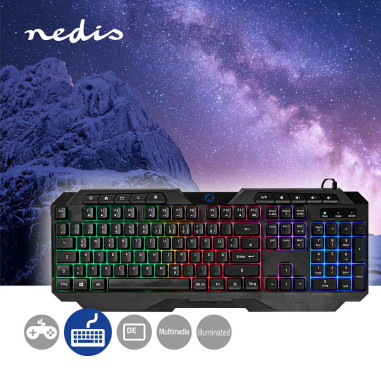 NEDIS Clavier de Jeu Filaire USB Type-A  Clés à Membrane LED QWERTZ