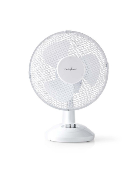 PACK NEDIS 2X Ventilateur de Table 23 cm de Diamètre 3 Vitesses Fonction d'Oscillation Blanc