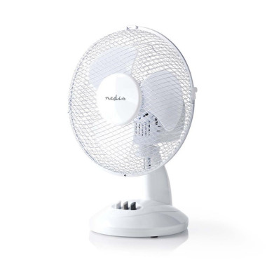 PACK NEDIS 2X Ventilateur de Table 23 cm de Diamètre 3 Vitesses Fonction d'Oscillation Blanc