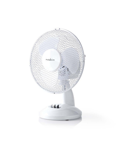 PACK NEDIS 2X Ventilateur de Table 23 cm de Diamètre 3 Vitesses Fonction d'Oscillation Blanc