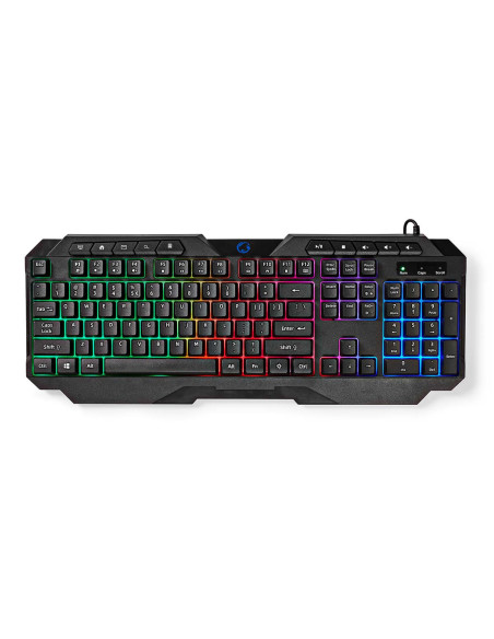 NEDIS Clavier de Jeu Filaire Clés A Membrane LED QWERTY