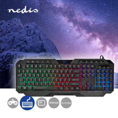 NEDIS Clavier de Jeu Filaire Clés A Membrane LED QWERTY