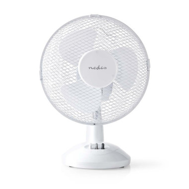 PACK NEDIS 3X Ventilateur de Table 23 cm de Diamètre 3 Vitesses Fonction d'Oscillation Blanc