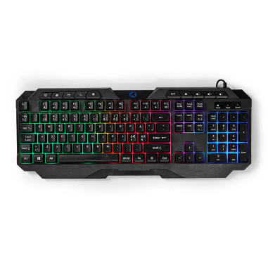 NEDIS Clavier De Jeu Filaire USB Type-A Clés à membrane LED QWERTY