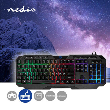 NEDIS Clavier De Jeu Filaire USB Type-A Clés à membrane LED QWERTY