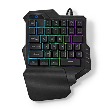 NEDIS Clavier De Jeu Filaire USB Type-A Clés à Membrane RGB  Une Seule Main