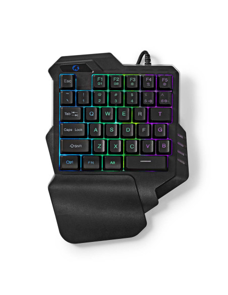 NEDIS Clavier De Jeu Filaire USB Type-A Clés à Membrane RGB  Une Seule Main