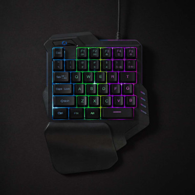 NEDIS Clavier De Jeu Filaire USB Type-A Clés à Membrane RGB  Une Seule Main