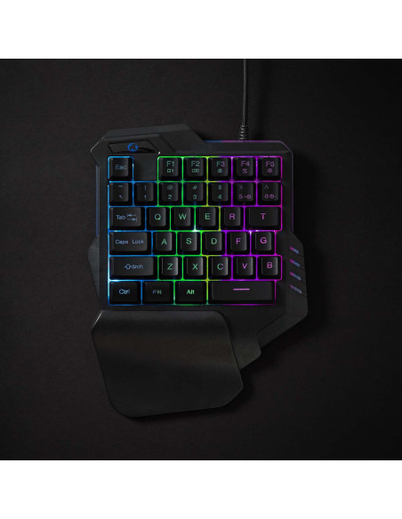 NEDIS Clavier De Jeu Filaire USB Type-A Clés à Membrane RGB  Une Seule Main