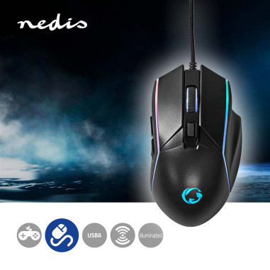 NEDIS Souris De Jeu Filaire 6 Boutons Programmables Droitier LED