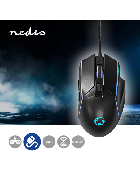 NEDIS Souris De Jeu Filaire 6 Boutons Programmables Droitier LED