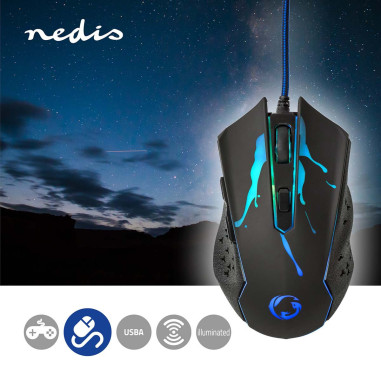 NEDIS Souris De Jeu Filaire LED 6 Boutons Programmables Droitier