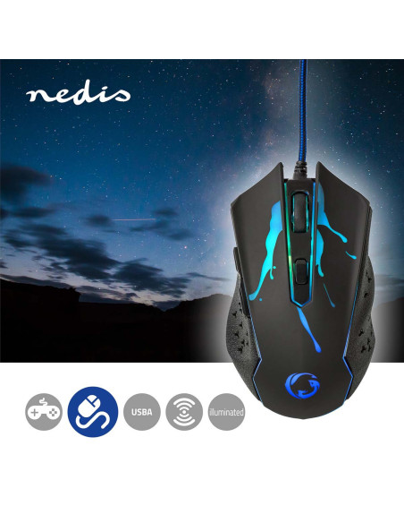 NEDIS Souris De Jeu Filaire LED 6 Boutons Programmables Droitier