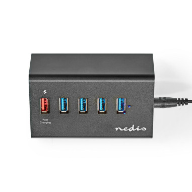 NEDIS Hub USB 5 port(s) QC3.0 / USB 3.2 Gen1 Alimentation secteur