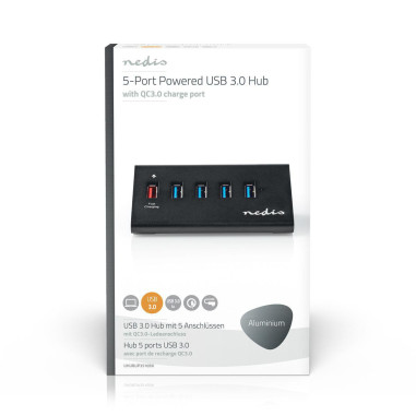 NEDIS Hub USB 5 port(s) QC3.0 / USB 3.2 Gen1 Alimentation secteur