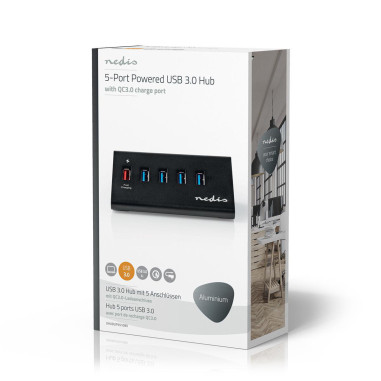 NEDIS Hub USB 5 port(s) QC3.0 / USB 3.2 Gen1 Alimentation secteur