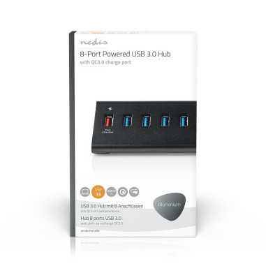 NEDIS Hub USB 8 port(s) QC3.0 / USB 3.2 Gen1 Alimentation secteur