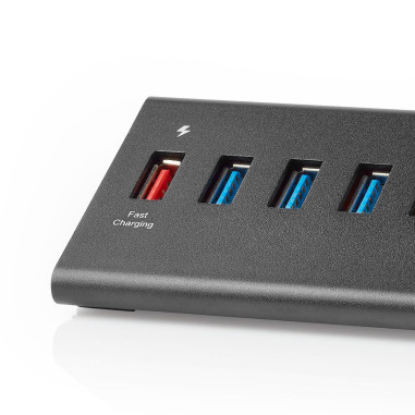 NEDIS Hub USB 8 port(s) QC3.0 / USB 3.2 Gen1 Alimentation secteur