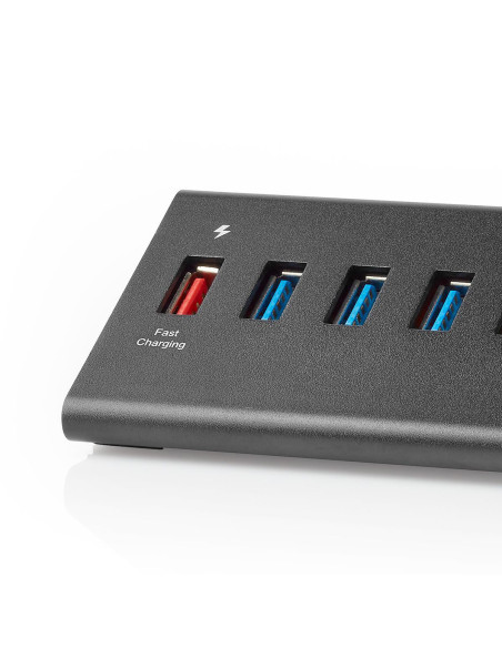 NEDIS Hub USB 8 port(s) QC3.0 / USB 3.2 Gen1 Alimentation secteur