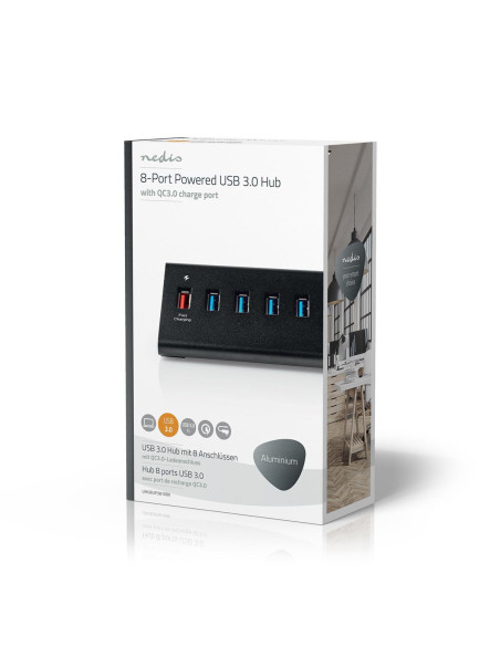 NEDIS Hub USB 8 port(s) QC3.0 / USB 3.2 Gen1 Alimentation secteur