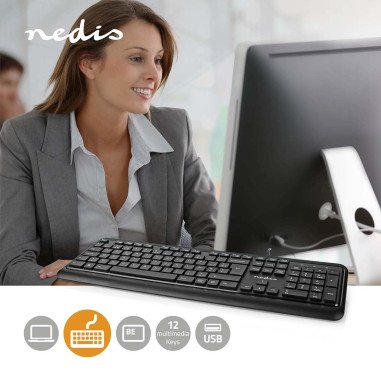 NEDIS Clavier Filaire USB Alimenté Par Port USB Multimédia