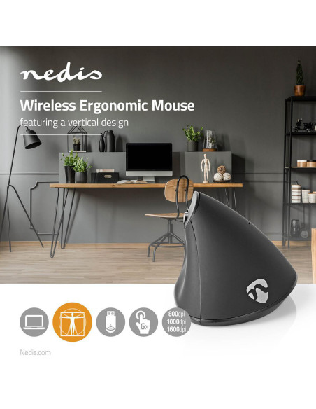 NEDIS Souris Sans Fil Design Ergonomique et Compact