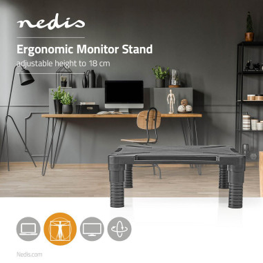 NEDIS Support Pour Moniteur Hauteur Réglable 18kg Maximum