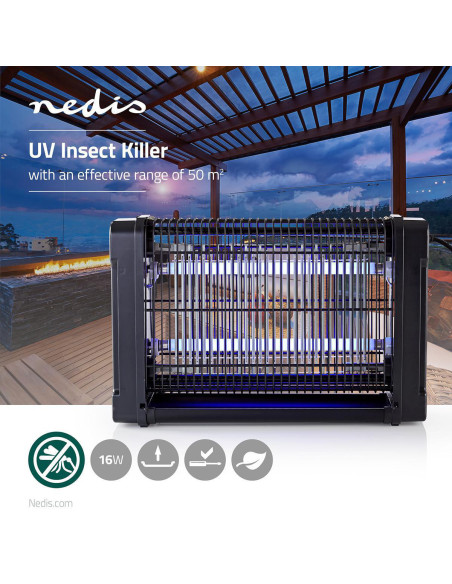 PACK 2 NEDIS Destructeurs d'insectes Electriques 16W Lampes Anti-Moustique 50m2
